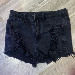 Women’s black distressed shorts. Size small